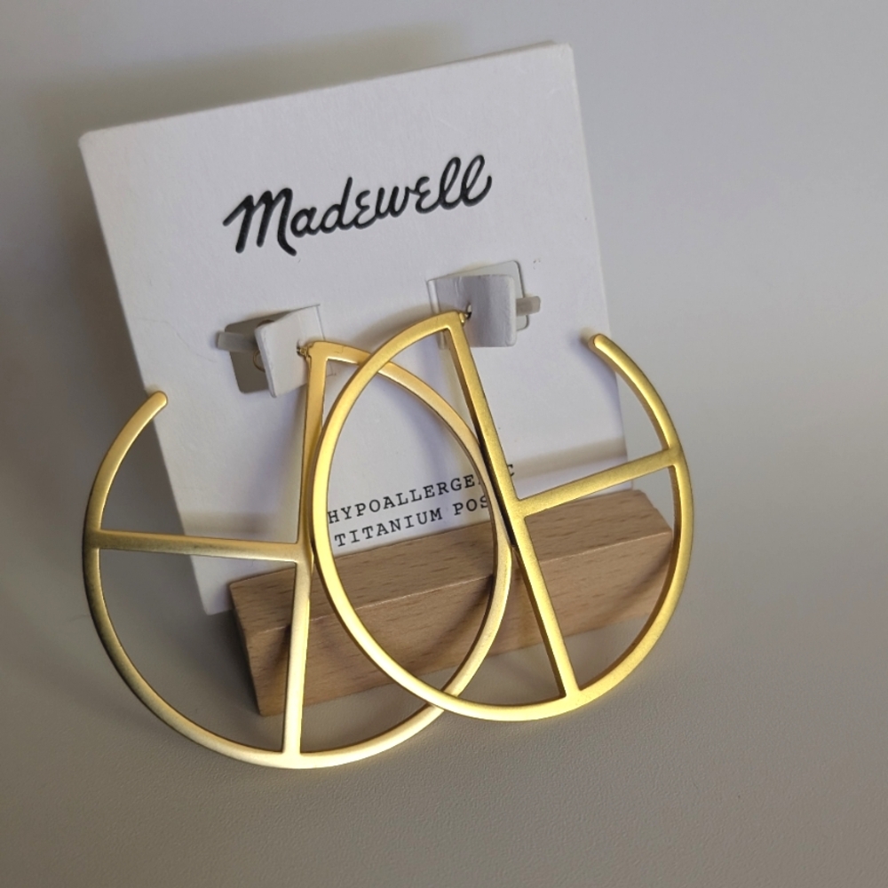 Madewell Geo Hoop Earrings Retro Style Matte Gold